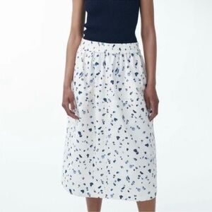 COS cotton printed A-line skirt - with pockets!